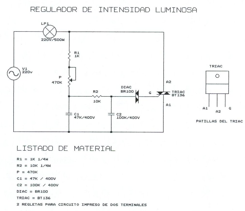 Control de luminosidad por TRIAC | Electrónica de potencia